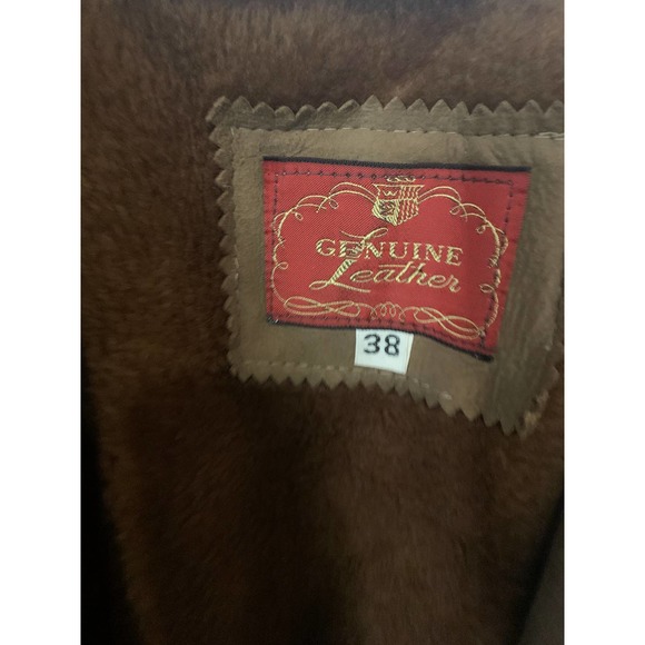 R. Sherman Brown Genuine Leather Button Front Jacket oversized - Picture 2 of 10